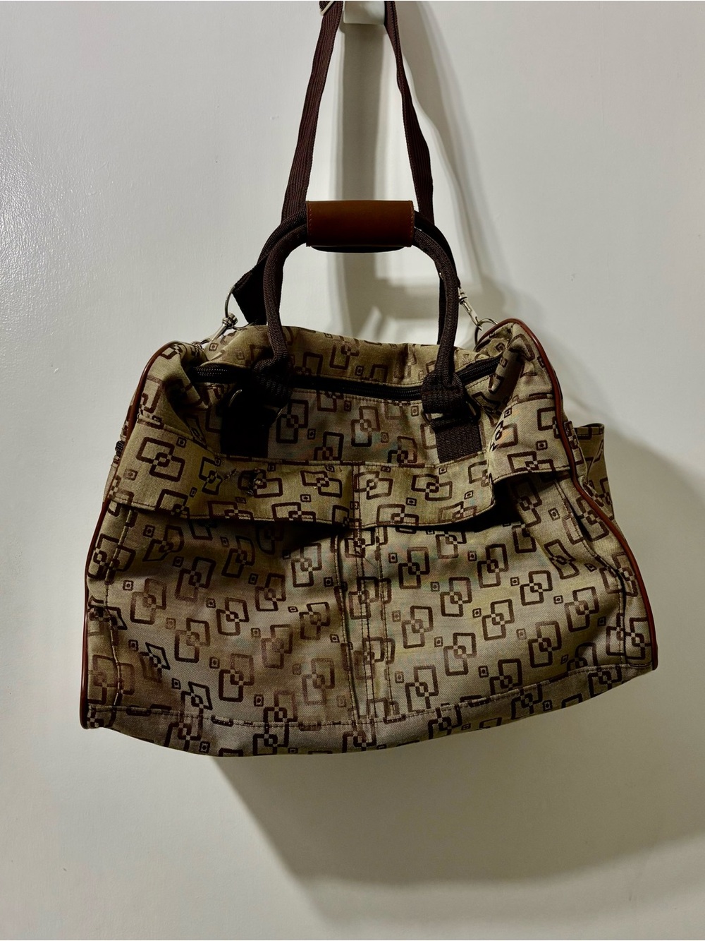 Unbranded Brown Patterned Canvas Tote Bag